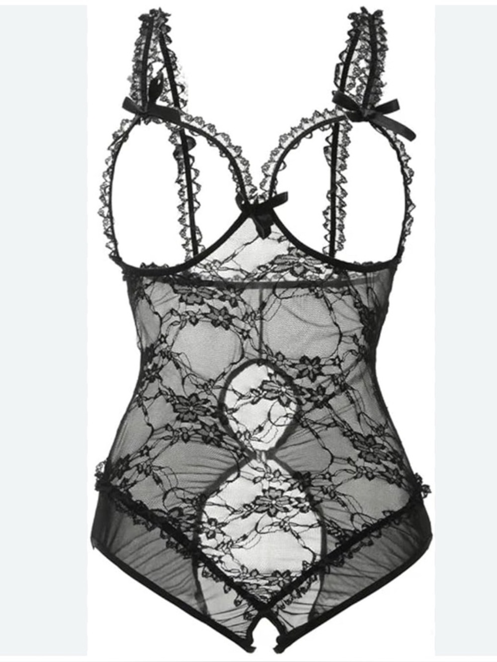 Unbranded Crotchless Topless Lace Bodysuit